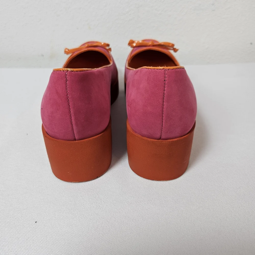 BERNARDO Suede Leather Colorblock Platform Wedge Shoes Size 8M Slip-on